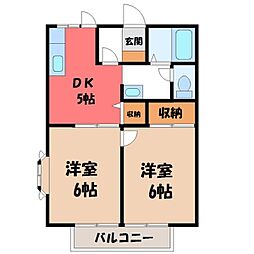 サンプレイス城南H 2DKの間取図画像