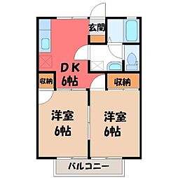 セジュール南2番館 2DKの間取図画像