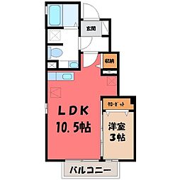 リベルテB 1LDKの間取図画像