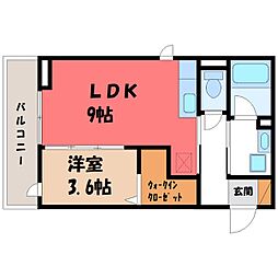 ミモザハウス3 1LDKの間取図画像