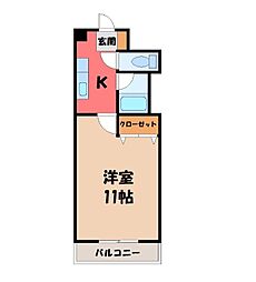 NARABU五番館 1Kの間取図画像