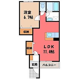 リバレイン 1LDKの間取図画像