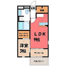 サニーヒルズ岡台2 1LDKの間取図画像