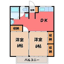 コーポ児ヶ坂No.1 2DKの間取図画像