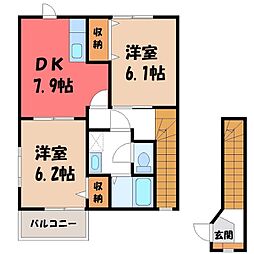 エスニックハウスB 2DKの間取図画像