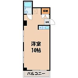 コートサイドハイツ ワンルームの間取図画像