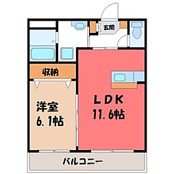 グレイスコート岡台 1LDKの間取図画像