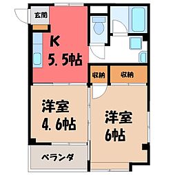 コーポ松原 2Kの間取図画像