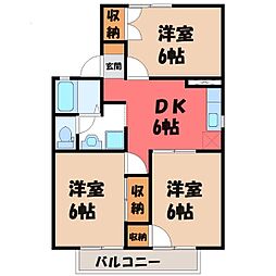 パークサイド厚木B 3DKの間取図画像