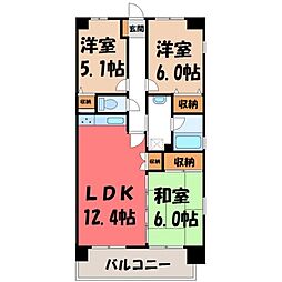 元今泉レジデンス 2SLDKの間取図画像