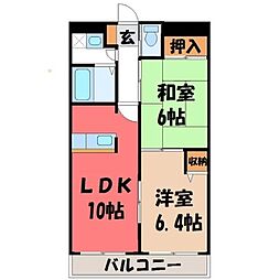 優泰佳ガーデンコートH2棟 2LDKの間取図画像