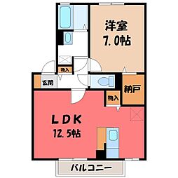 プランドールA 1LDKの間取図画像