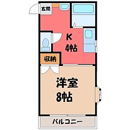 ベルハイムA 1Kの間取図画像