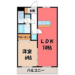 ロワールレジデンス七番館 1LDKの間取図画像