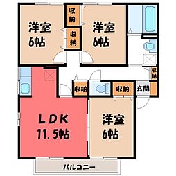 プランドールD 3LDKの間取図画像