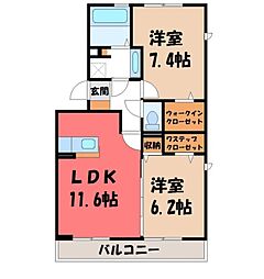 オ・ソレイユ2 2LDKの間取図画像