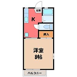 メイプルタウン 1Kの間取図画像