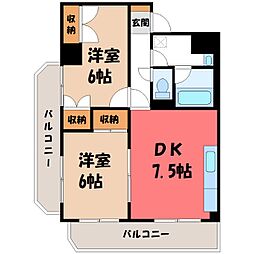 アザレヤマンション 2DKの間取図画像