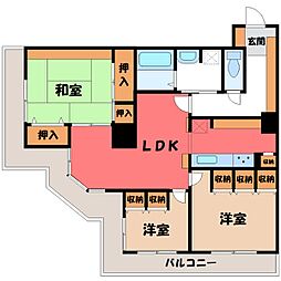 オヴェスト宇都宮ザ・タワー 3LDKの間取図画像