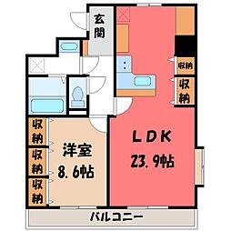 リバーサイド天神 1LDKの間取図画像