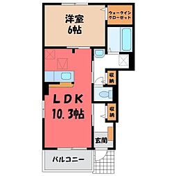 ルタンパークB 1LDKの間取図画像
