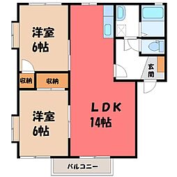 サンエイハイツB 2LDKの間取図画像
