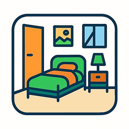 寝室は、心地よい眠りへと誘う癒しの空間。木目調の床と白を基調とした壁が、清潔感とやわらかな印象を与え、毎日の疲れをそっと包み込みます。