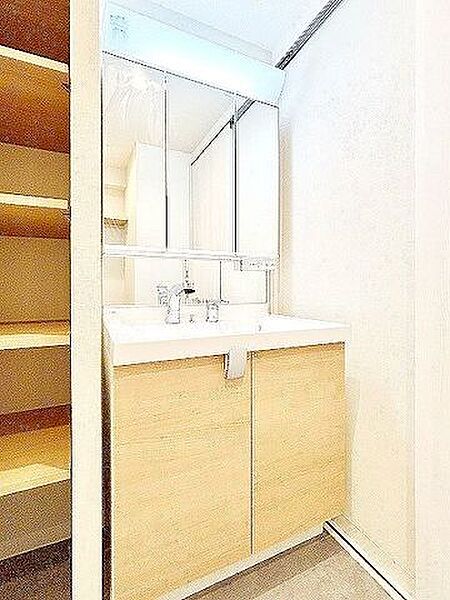 パウダールームは朝を快適させてくれる空間としては大切な空間です。バタバタしている忙しい朝でも収納が多い洗面台では短時間で効率良く支度ができます。