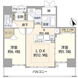 エステムプラザ神戸元町・海岸通 2LDKの間取図画像