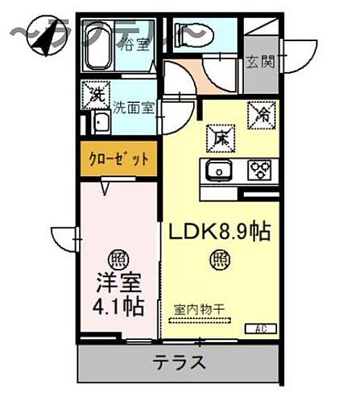 埼玉県所沢市けやき台1丁目(賃貸アパート1LDK・1階・32.18㎡)の写真 その2