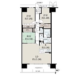 メイツブラン大津石山 3LDKの間取図画像
