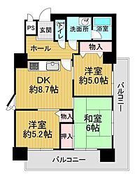 シャンティ―西大寺 3DKの間取り