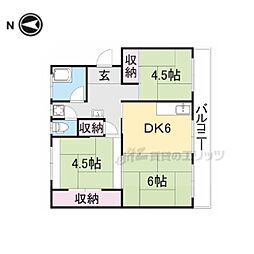 近鉄南大阪線 当麻寺駅 徒歩3分の賃貸マンション 2階3DKの間取り