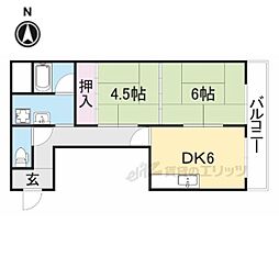 モリモトハイツ 3階2DKの間取り