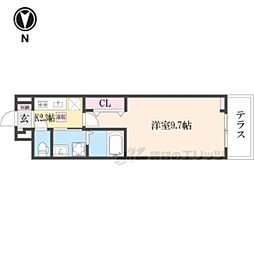 ヒカルサ奈良大森西サウス 1Kの間取図画像