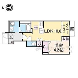 ブライテージ南道穂 1階1LDKの間取り