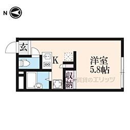 レオパレス冨田III 2階1Kの間取り