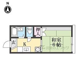 マウントハイツ 2階1Kの間取り