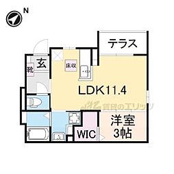 近鉄大阪線 五位堂駅 徒歩23分の賃貸アパート 1階1LDKの間取り
