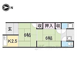 近鉄南大阪線 尺土駅 徒歩7分の賃貸アパート 2階2Kの間取り
