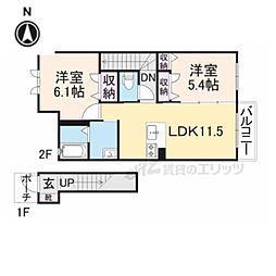 シャーメゾン富堂 2階2LDKの間取り