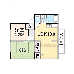 メゾン・ド・アネックス 2階2LDKの間取り