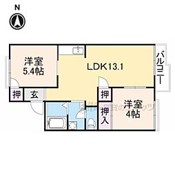 ハイタウニィ 2階2LDKの間取り