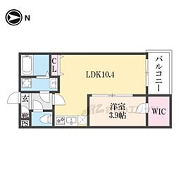 ジーメゾン郡山リアン 2階1LDKの間取り