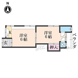 近鉄大阪線 松塚駅 徒歩10分の賃貸アパート 2階2DKの間取り