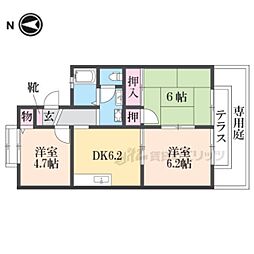 近鉄南大阪線 尺土駅 徒歩3分の賃貸アパート 1階3DKの間取り