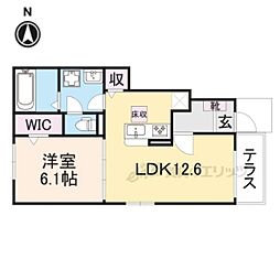 エヴァ グリーン ヴィラ 1LDKの間取図画像