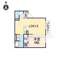 コージーコート八木　Ｄ棟 1階1LDKの間取り