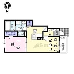 クラッシー　ハウス 1階1LDKの間取り