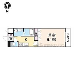 JR関西本線 法隆寺駅 徒歩7分の賃貸アパート 1階1Kの間取り